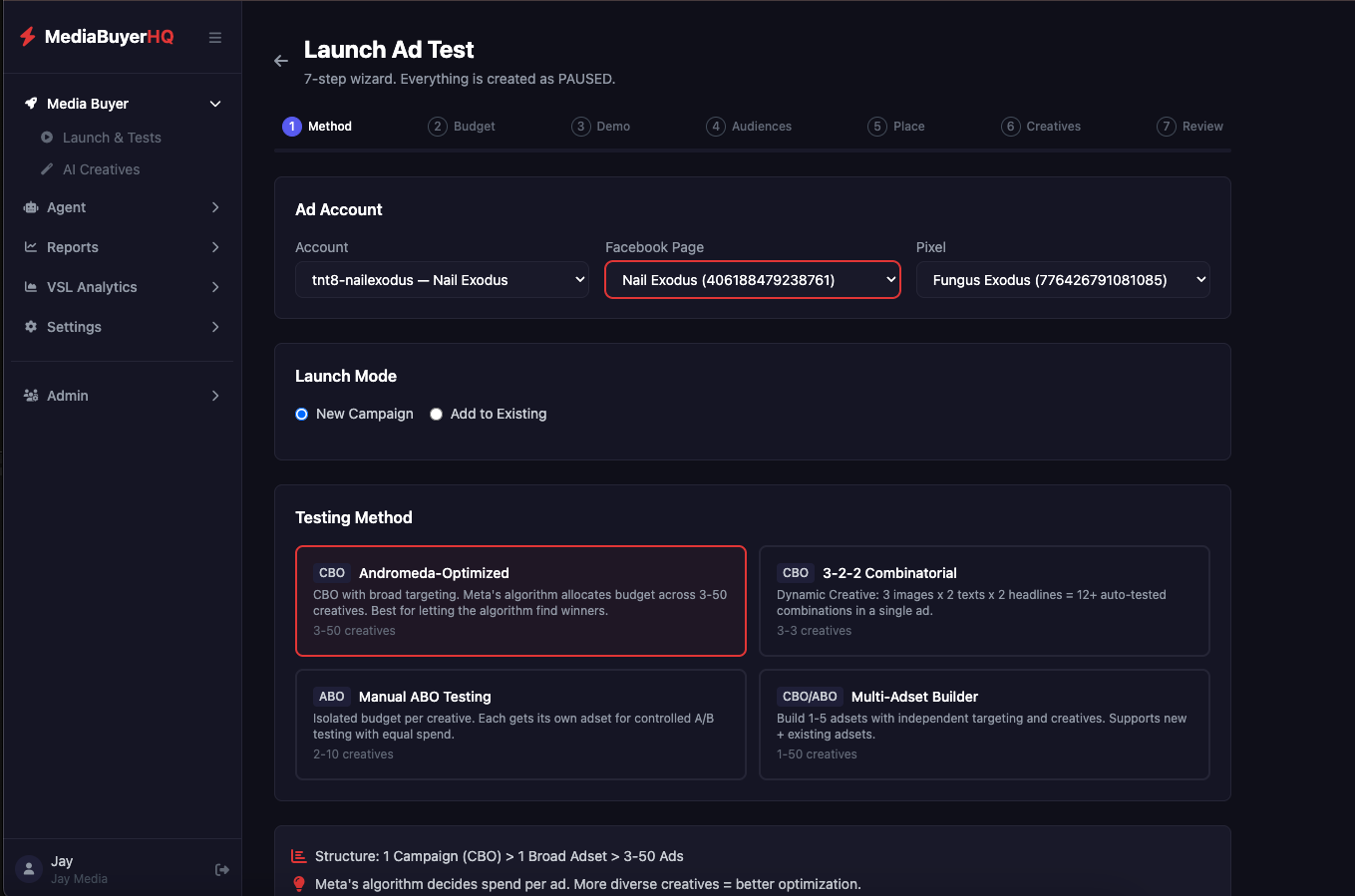 MediaBuyerHQ dashboard
